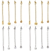 8Pcs 4 Styles 304 Stainless Steel Curb Chain Extender STAS-YW0003-35G-2