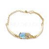 Golden Tone Brass Link Bracelets BJEW-L639-14G-1
