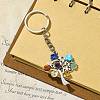 Alloy with Natural & Synthetic Mixed Gemstone Chip Pendant Keychain KEYC-JKC00640-02-2