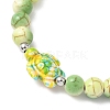 Baking Paint Synthetic Turquoise Round & Tortoise Beads Stretch Bracelets for Men Women BJEW-JB12340-03-3