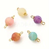 Dyed Natural Weathered Agate Round Links Connector Charms PALLOY-JF01723-1S-1