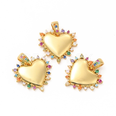 Rack Plating Brass Micro Pave Cubic Zirconia Pendants KK-K165-30-1