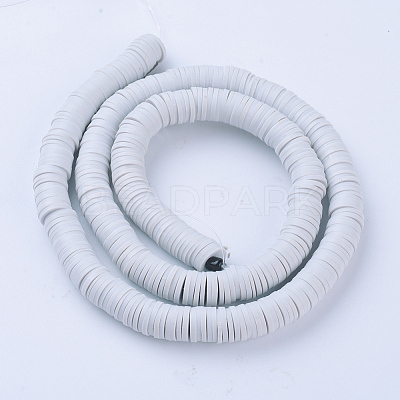 Flat Round Handmade Polymer Clay Beads CLAY-R067-8.0mm-39-1