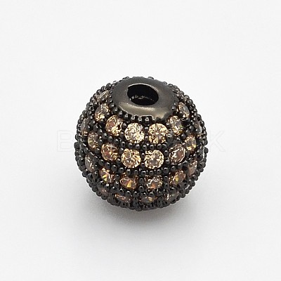 Brass Micro Pave Grade AAA Cubic Zirconia Beads KK-E711-12mm-113B-NR-1