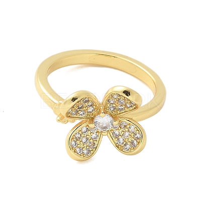 Flower Brass Micro Pave Cubic Zirconia Cuff Cup Peg Ring Settings KK-K297-23G-1