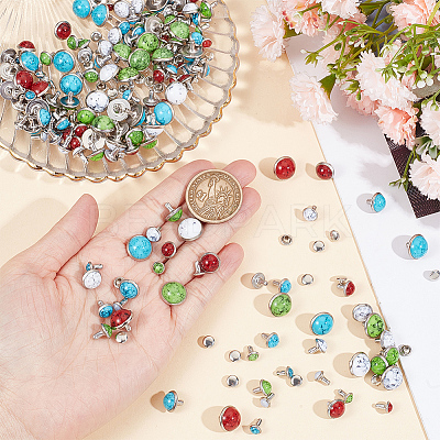144 Sets 16 Style Plastic Imitation Turquoise & Alloy Rivets FIND-GO0001-92-1