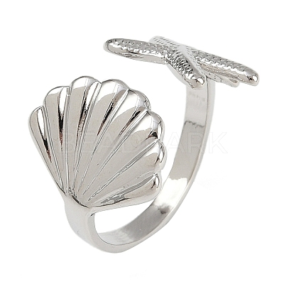 Brass Adjustable Cuff Rings for Women RJEW-B132-02B-P-1