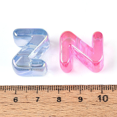 UV Plating Transparent Acrylic European Beads OACR-M027-02Z-1