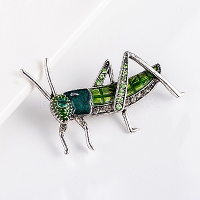 Grasshopper Alloy Rhinestone Brooches PW-WG09710-01-1