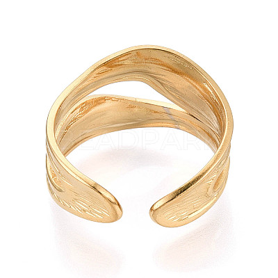 Ion Plating(IP) 304 Stainless Steel Cuff Ring RJEW-N038-112LG-1