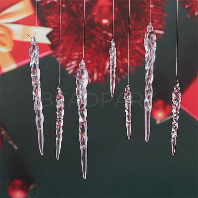 45Pcs Christmas Plastic Icicle Drop Pendant Decorations DIY-WR0003-04-1