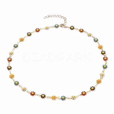 Daisy Link Chain Necklaces & Bracelets Jewelry Sets SJEW-JS01138-01-1