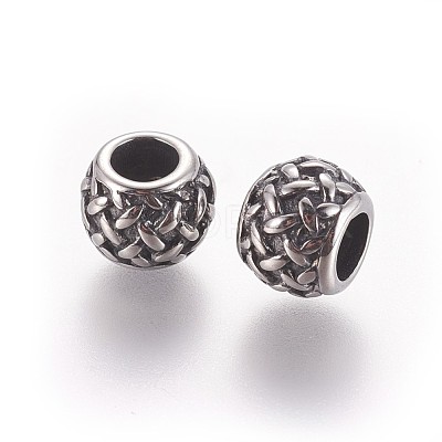 316 Surgical Stainless Steel European Beads STAS-P237-37AS-1