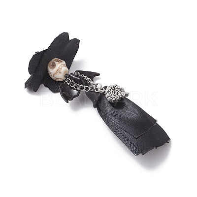 Halloween Polyester & Alloy & Synthetic Turquoise & Brass Big Pendants PALLOY-JF04559-1