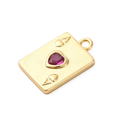 Brass Micro Pave Cubic Zirconia Charms KK-F895-15G-1