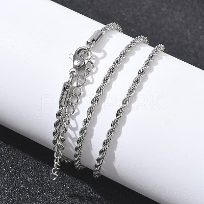 10Pcs 2MM 304 Stainless Steel Rope Chain Necklaces NJEW-G203-08P-1