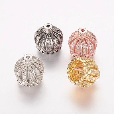 Brass Micro Pave Cubic Zirconia Beads ZIRC-K063-14-1