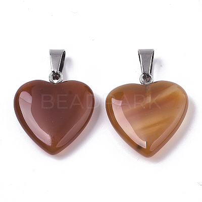 Heart Natural Carnelian Pendants G-Q438-17-1