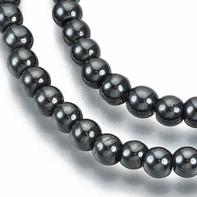 Non-magnetic Synthetic Hematite Beads Strands G-Q892-4mm-1