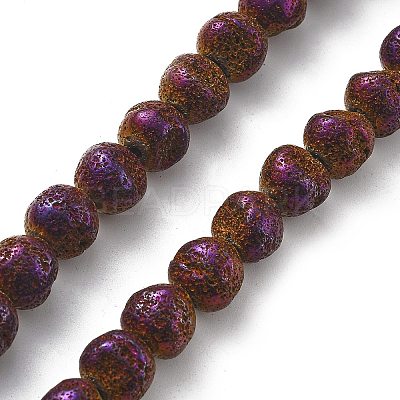 Electroplated Natural Lava Rock Beads Strands G-A251-D01-01B-1