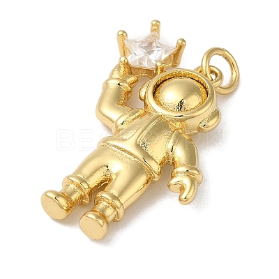 Rack Plating Brass Micro Pave Clear Cubic Zirconia Pendants LS-KK-B092-40G-1