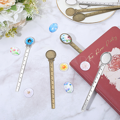 DIY Oval & Flat Round with Flower Bookmark Making Kits DIY-SC0032-08-1