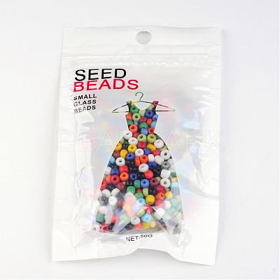 6/0 Opaque Colours Round Glass Seed Beads X-SEED-A010-4mm-51-1