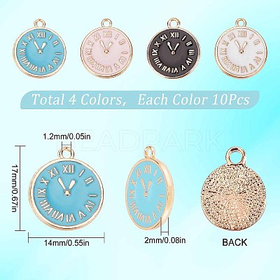 40Pcs 4 Colors Alloy Enamel Pendants ENAM-SC0002-96-1