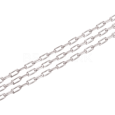 Anti-Tarnish Rhodium Plated 925 Sterling Silver Paperclip Chains STER-WH0011-07P-1