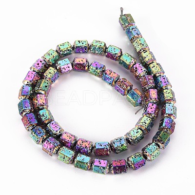 Electroplated Natural Lava Rock Beads Strands G-T114-71E-1