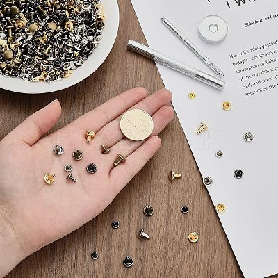 320 Sets 4 Colors 2 Sizes Iron Semi-Tublar Collision Rivets Kits DIY-WH0304-489-1