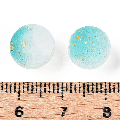 Frosted Baking Paint Crackle Glass Beads with Glitter Powder DGLA-T004-01G-1