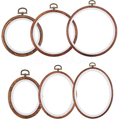 Rubber Imitation Wood/Plastic Cross Stitch Embroidered Frame DIY-NB0003-05-1