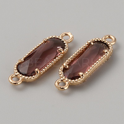 Golden Plated Brass Pave Glass Connector Charms LS-FIND-WH0110-728G-03-1