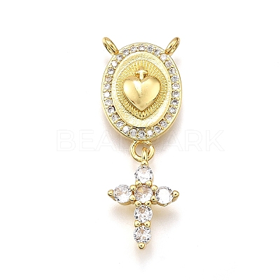 Rack Plating Brass Micro Pave Cubic Zirconia Pendants KK-K401-71G-1