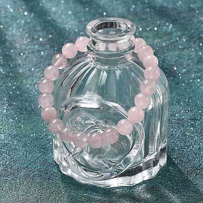 Natural Rose Quartz Bead Stretch Bracelets X-BJEW-K212-B-045-1