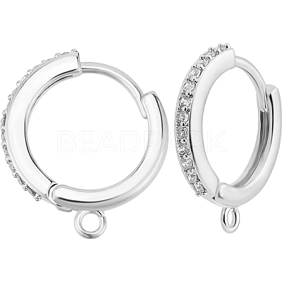 10Pcs Brass Micro Pave Cubic Zirconia Huggie Hoop Earring Findings KK-BBC0013-42-1