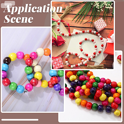 Spray Painted Round Natural Schima Wood Beads WOOD-PA0001-81C-02-1