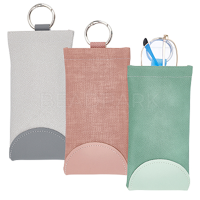 AHADEMAKER 3Pcs 3 Colors PU Imitation Slip-in Leather Glasses Case AJEW-GA0005-25-1