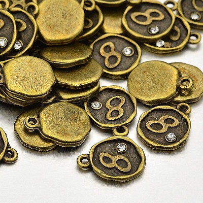 Antique Bronze Plated Alloy Rhinestone Charms ALRI-J153-08-NF-1