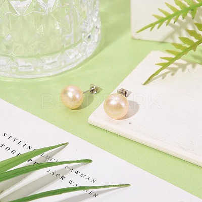 Valentine Presents for Her 925 Sterling Silver Ball Stud Earrings EJEW-D029-9mm-1-1