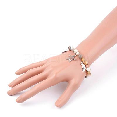 Natural Crazy Agate Charm Bracelets BJEW-JB03349-03-1