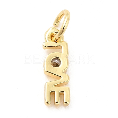 Rack Plating Brass Cubic Zirconia Charms KK-K270-25G-1