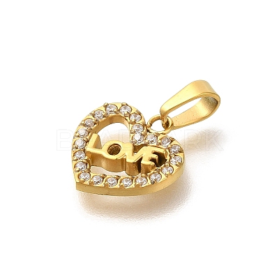 Ion Plating(IP) 304 Stainless Steel Micro Pave Cubic Zirconia Pendants STAS-H228-05G-01-1