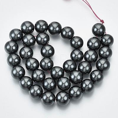 Non-magnetic Synthetic Hematite Beads Strands G-Q892-12mm-1