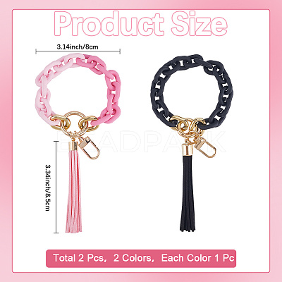 2Pcs 2 Styles Acrylic & Zine Alloy & PU Pendant Decoration KEYC-CN0001-07B-1