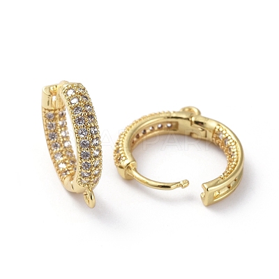 Brass Micro Pave Cubic Zirconia Huggie Hoop Earring Findings ZIRC-G158-17G-1