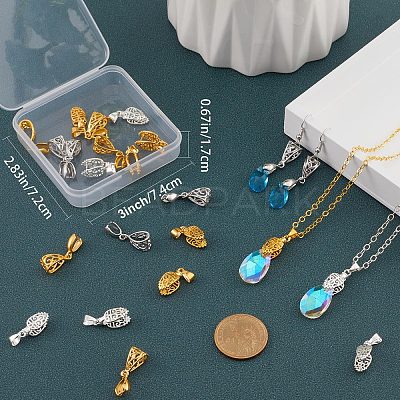 24Pcs 4 Style Filigree Rack Plating Brass Pendant Pinch Bails KK-BBC0005-85-1