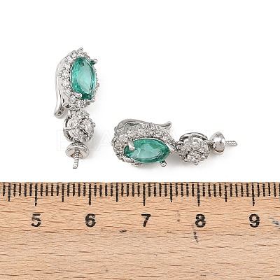 Brass Cubic Zirconia Oval Fold Ovel Clasps KK-H524-12P-1