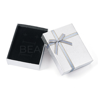 Rectangle Paper Jewelry Set Storage Boxes with Bowknot X1-CON-TAC0014-04G-1